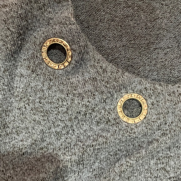 89th & Madison Heather Blue Blouse with Grommet Accents - Picture 3 of 3